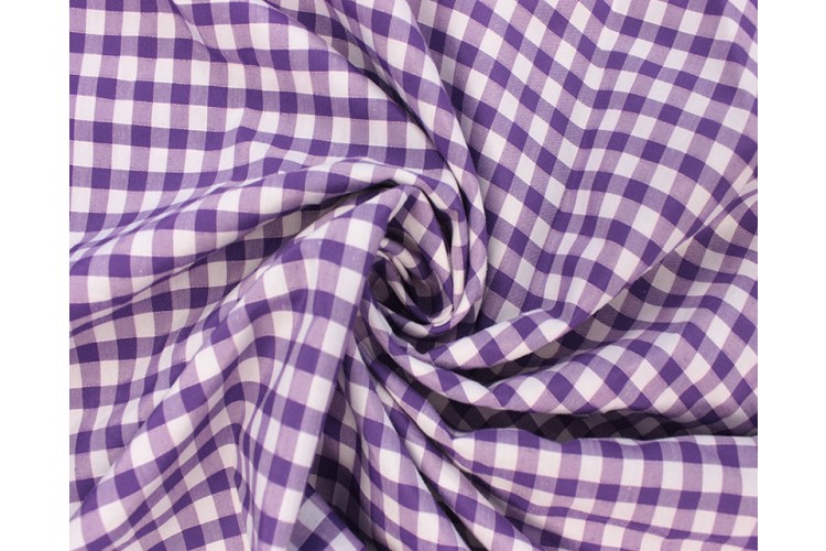 Lilac Gingham 1/4 inch Medium Polycotton 20% Cotton, 80% Polyester 112cm Wide 