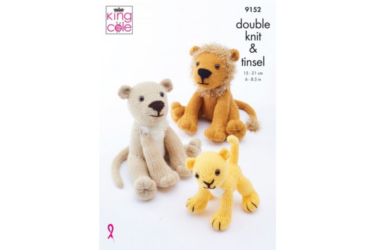 Lion Family: Knitted in Big Value DK & Tinsel Chunky - 9152