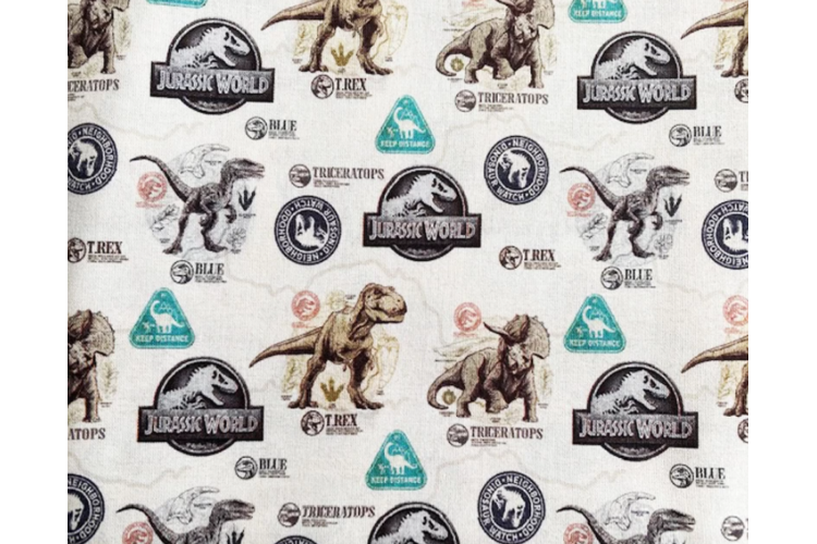 Little Johnny Fabrics - Jurassic World Badge 100% Cotton 149cm wide