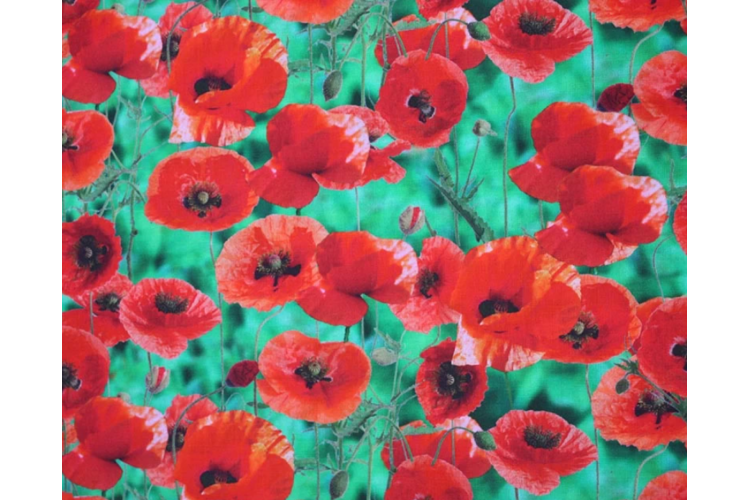 Little Johnny Fabrics - Poppy Leaves Digital 100% Cotton 150cm