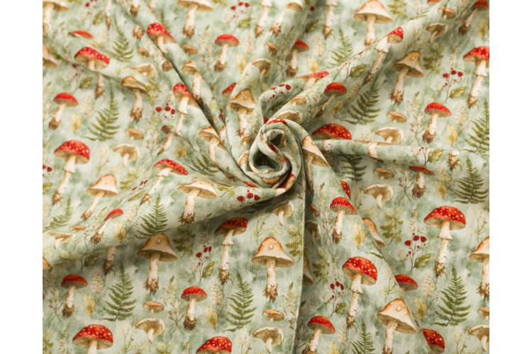 Little Johnny Needlecord Mushrooms 100% Cotton 112cm
