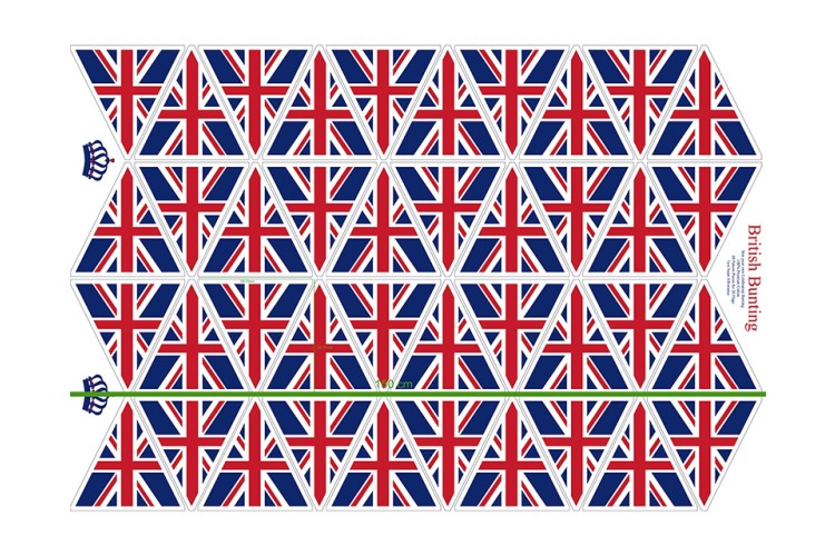 Little Johnny Union Jack Bunting Cotton 100cm x 150cm per panel = 40 Flags