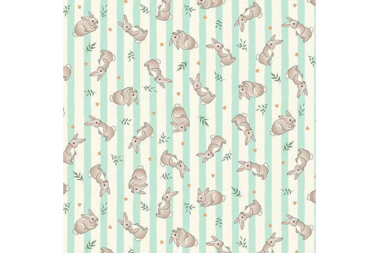 Little Ones by Makower UK - Bunnies – Teal 112cm Wide 100% Cotton