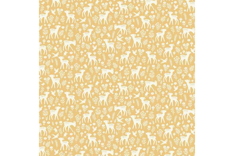 Little Ones by Makower UK - Deer – Yellow 112cm Wide 100% Cotton