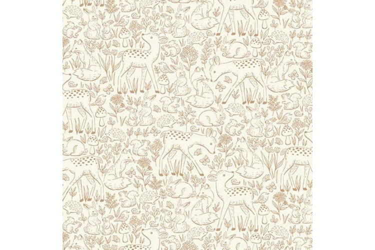 Little Ones by Makower UK - Etched – Brown 112cm Wide 100% Cotton
