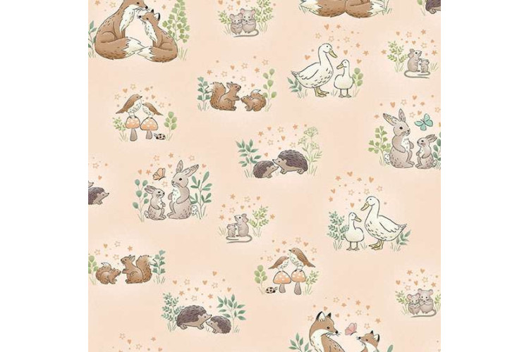 Little Ones by Makower UK - Hugs – Coral 112cm Wide 100% Cotton