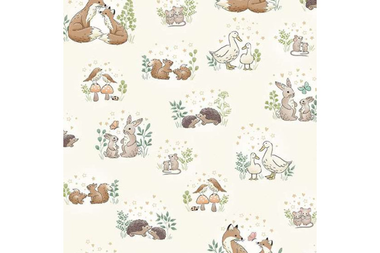 Little Ones by Makower UK - Hugs – Cream 112cm Wide 100% Cotton