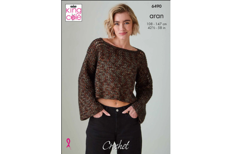 Long Sleeve Top and Vest Crochet in King Cole Firefly Aran - 6490