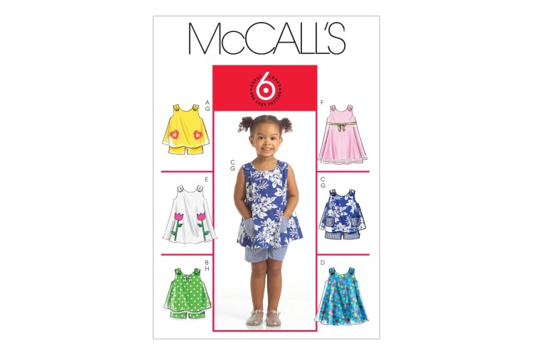 M5416 Toddlers' Tops, Dresses and Shorts (Size 1, 2. 3. 4)