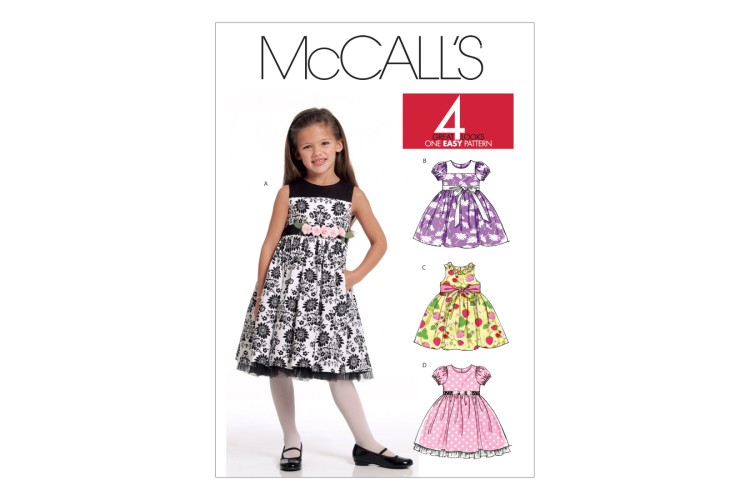 M5793 Children's/Girls' Lined Dresses (Size 2, 3, 4, 5)