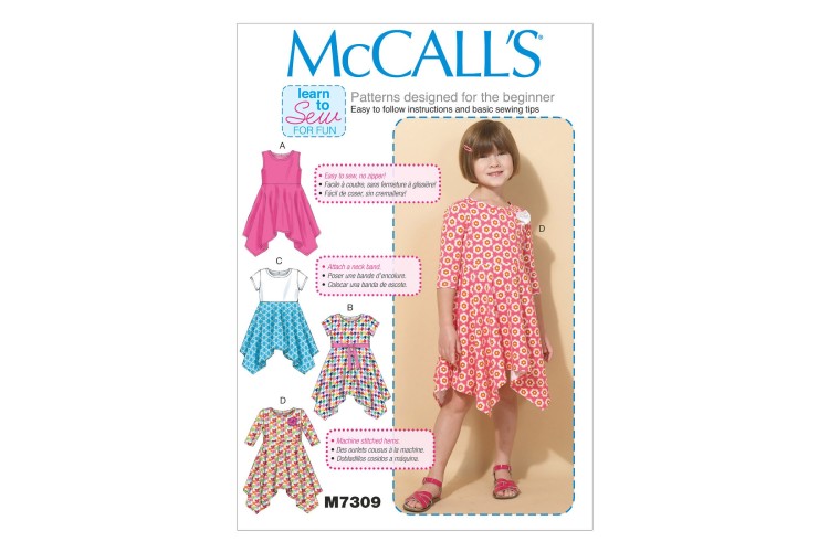 M7309 Children's/Girls' Handkerchief-Hem Dresses