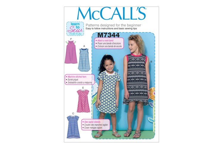 M7344 Children's/Girls' Raglan Sleeve Knit Dresses
