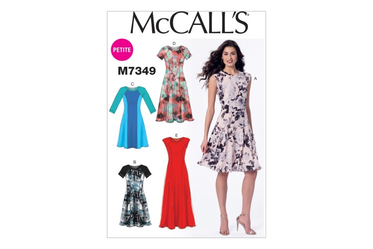 M7349 Misses'/Miss Petite Sleeveless or Raglan Sleeve, Fit and Flare Dresses