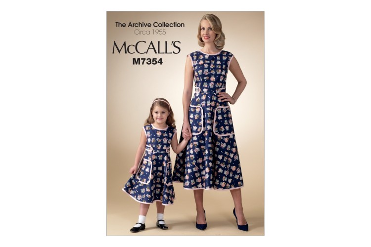 M7354 Misses'/Children's/Girls' Matching Back-Wrap Dresses - Archive Collection