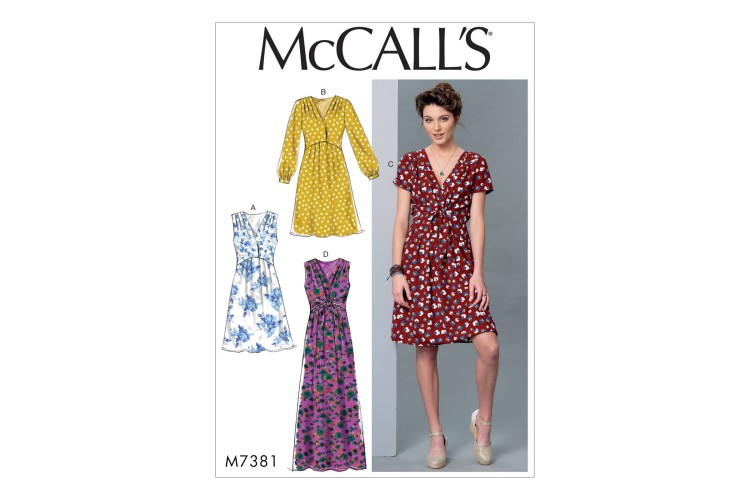 M7381 Misses' Pleated Dresses with Optional Front-Tie