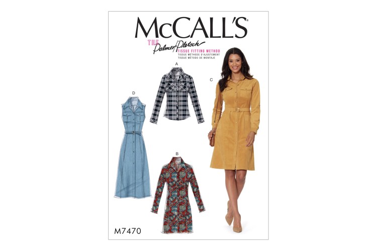 M7470 Misses' Button-Down Shirt and Shirtdresses with Belt