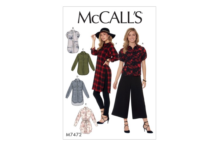 M7472 Misses' Raglan Sleeve, Button-Down Shirts and Tunics