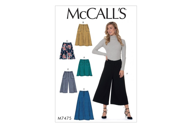 M7475 Misses' Flared Skirts, Shorts and Culottes