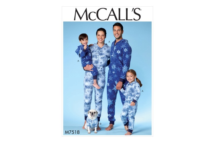 M7518 Men's/Misses'/Boys'/Girls'/Children's Hooded Jumpsuits and Dog Coat with Kangaroo Pocket