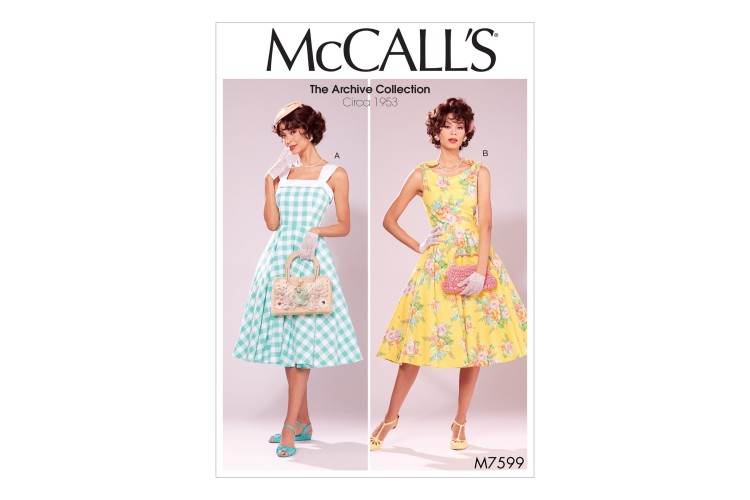 M7599 Misses' Lined Flared Dresses with Petticoat - Archive Collection
