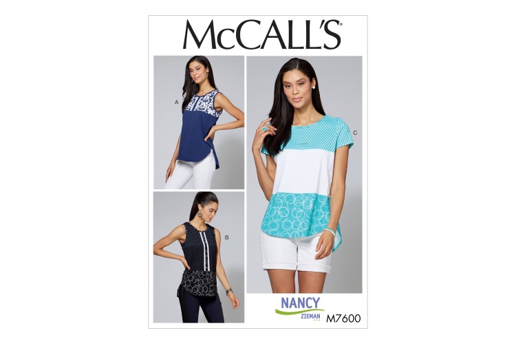 M7600 Misses'/Women's Pullover Tops with Contrast and Sleeve Variations