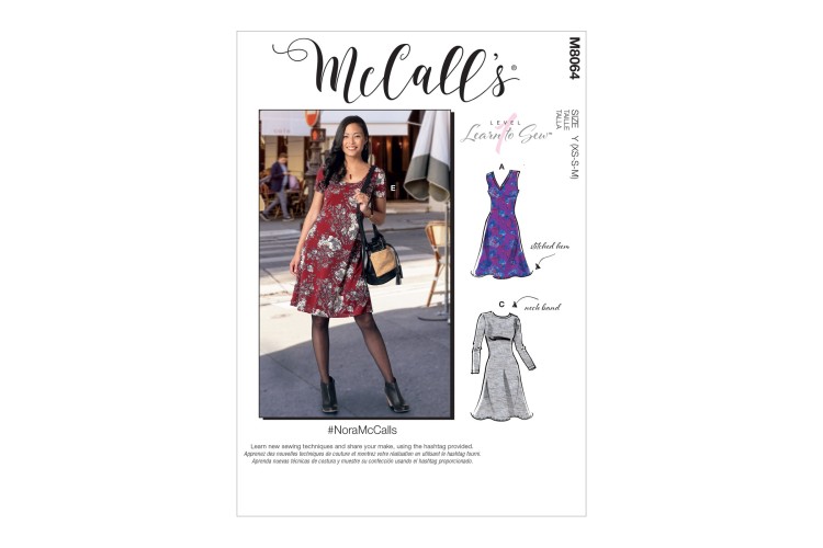 M8064 Misses' Knit Dresses with V, Crew or Scoop Necklines #NoraMcCalls