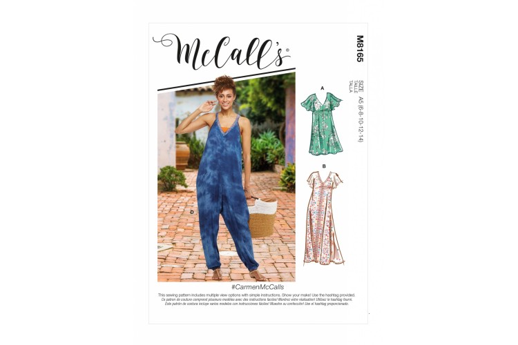 M8165 Misses' V-neck Dresses and Jumpsuit #CarmenMcCalls