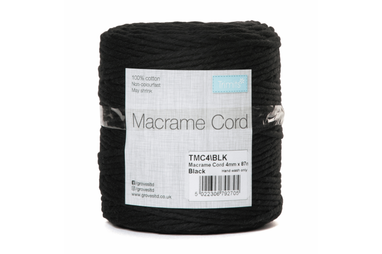 Macramé Cord 4mm Black