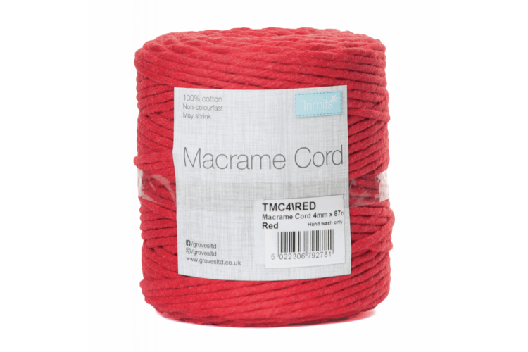 Macramé Cord 4mm Red