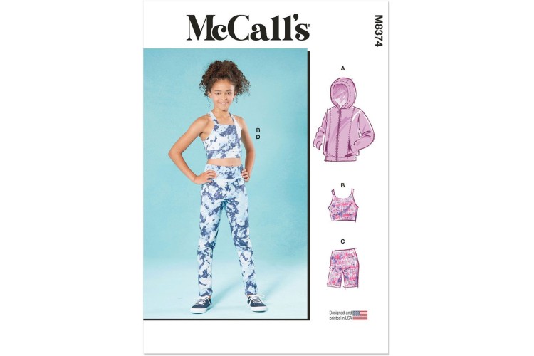 McCall's M8374 Girls' Knit Jacket, Cropped Top and Leggings in Two Lengths