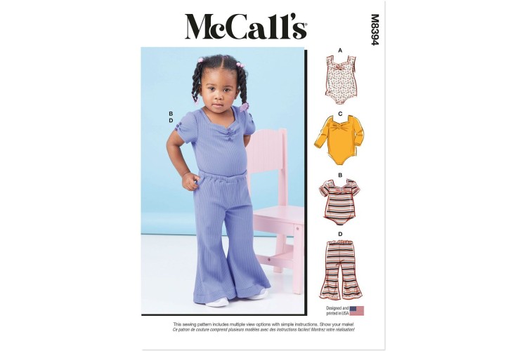 McCall's M8394 Toddlers' Knit Bodysuits and Trousers