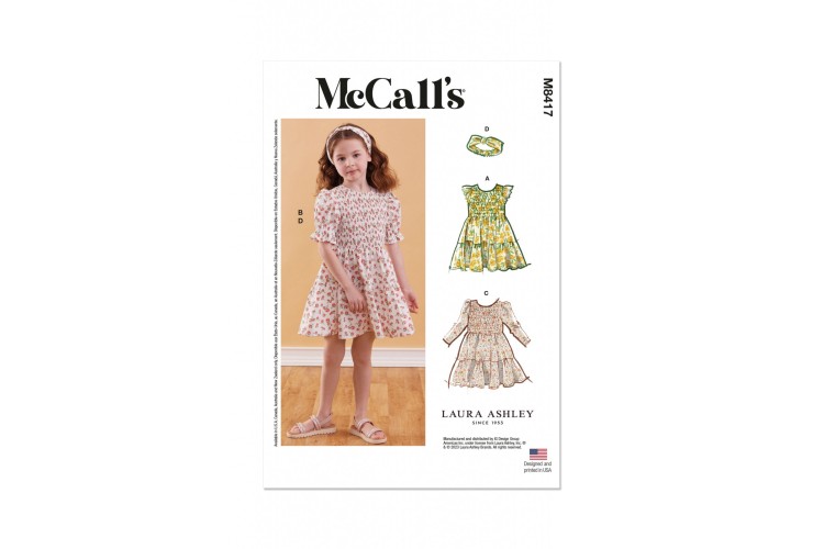 McCall's M8417 Toddlers' Romper in Two Lengths, Dresses, Jacket and Shirt by Laura Ashley