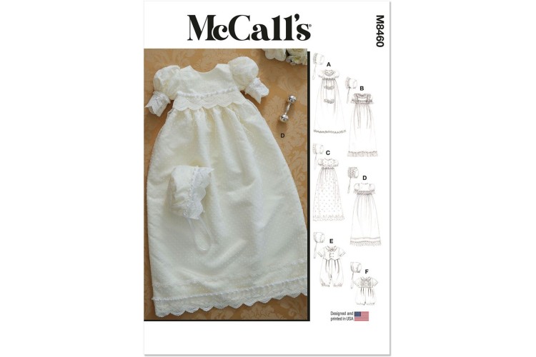 McCall's M8460 Infant's Christening Gown, Romper and Bonnet