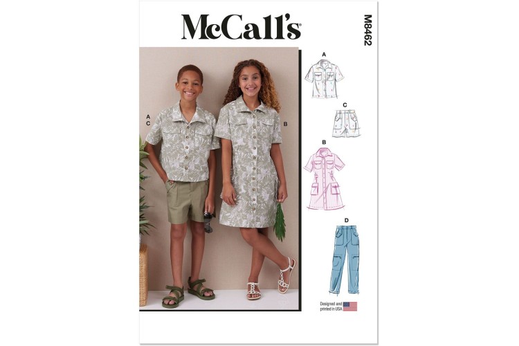 McCall's M8462 Girls' and Boys' Shirt, Pants, Shorts and Girls' Dress