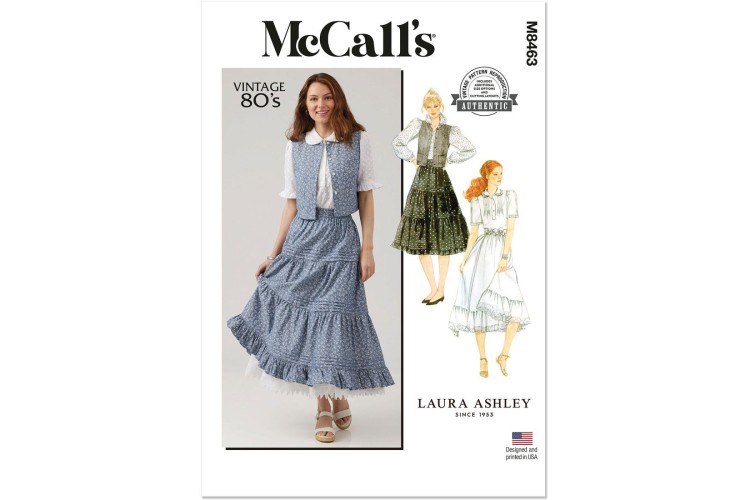 McCall's M8463 Misses' Blouse, Vest, Skirt and Petticoat by Laura Ashley