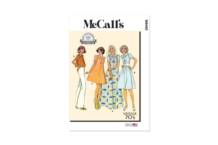 McCall's M8492 Misses' Dress or Top Vintage 70s 