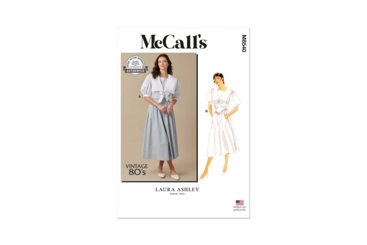McCall's M8540 Vintage 1980s Misses' Top and Skirt by Laura Ashley