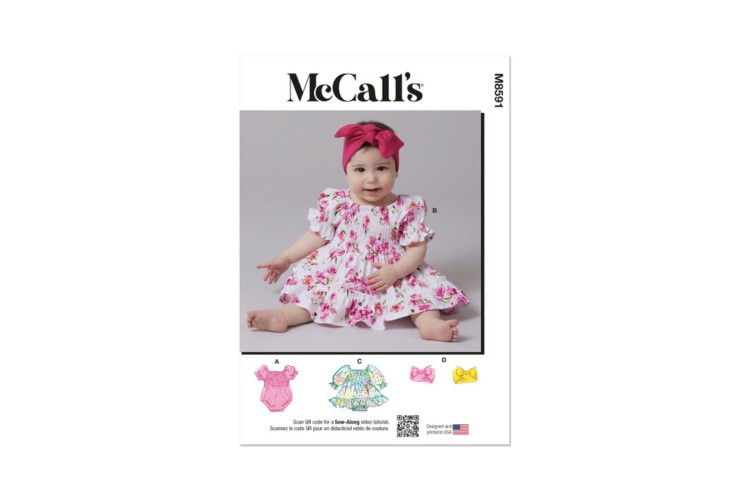 McCall's M8591 Babies' Romper, Dresses and Headband