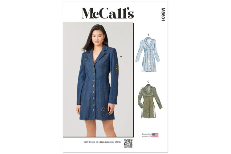 McCall's M8601 Misses' Fitted Button Front Mini Dress