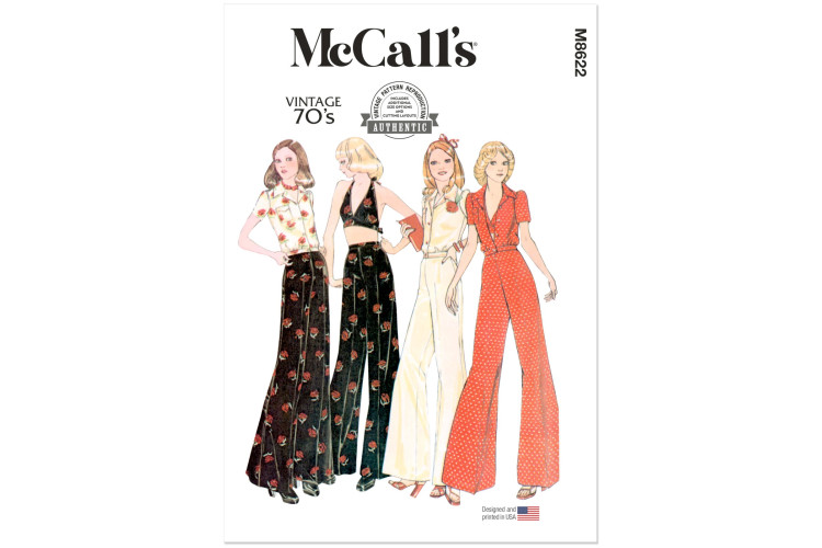 McCall's M8622 Misses' Blouse, Halter and Pants 1970s