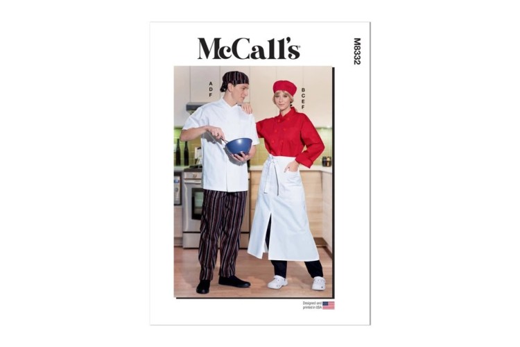 McCall's M8332 Misses' and Men's Chef Jacket, Pants, Apron and Cap