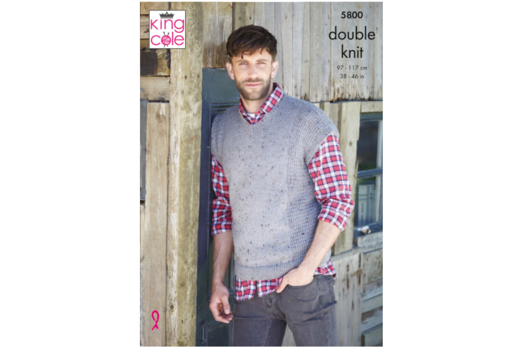 Mens Waistcoat & Tank: Knitted in Homespun DK - 5800