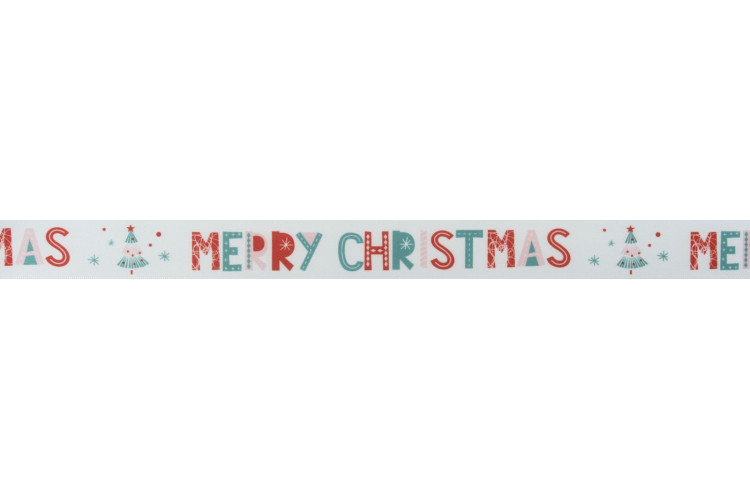 Merry Christmas Satin Ribbon 25mm