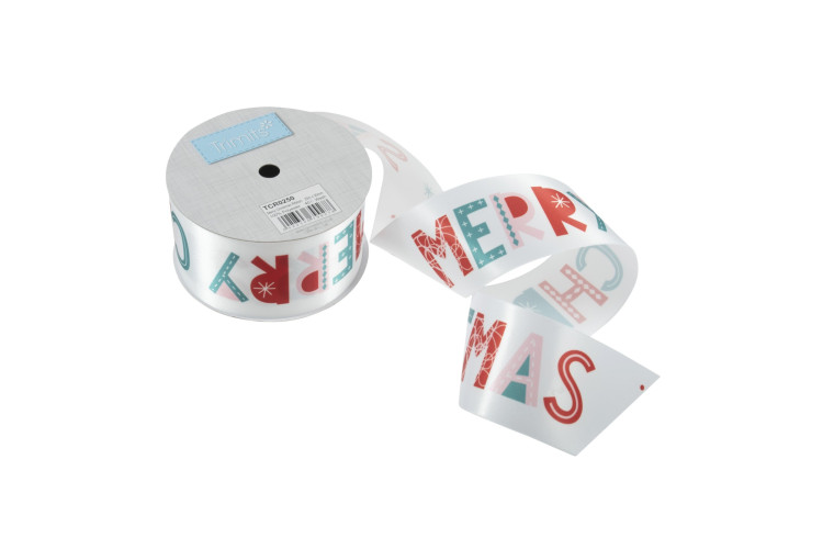Merry Christmas Satin Ribbon 50mm