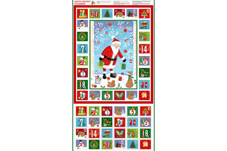 Merry Santa Christmas Advent Calendar 60cm x 112cm 100% Cotton