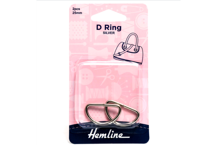 Metal D-Ring, 25mm, 2pcs nickle
