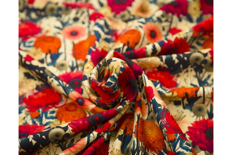 Mindy Digital Cotton Viscose Twill 3D Floral 50% Viscose / 50% Cotton 147cm
