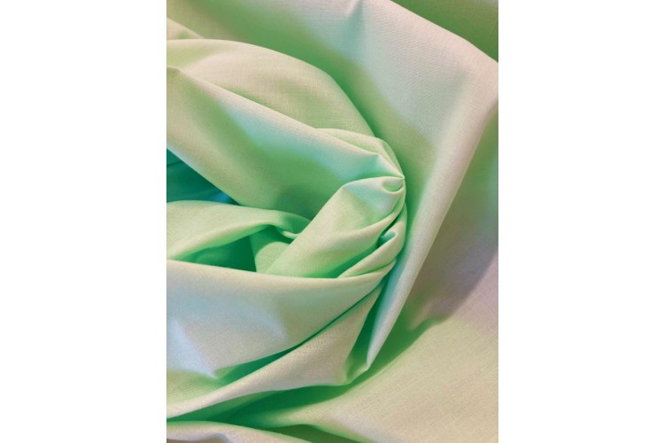 Mint Green Polycotton 112cm Wide 80% Polyester, 20% Cotton