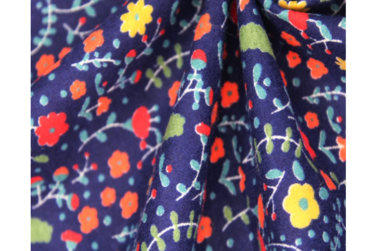 Navy Floral Winceyette 100% Cotton 108cm