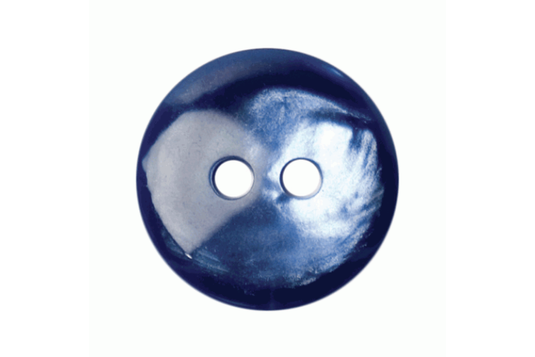 Navy Pearl Shine Rounded Resin, 14mm 2 Hole Button